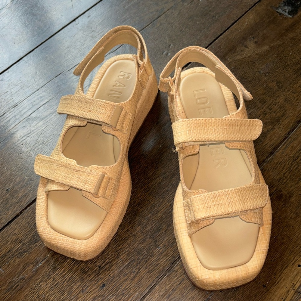 Loeffler Randall Raffia Sandals. Never Worn.
